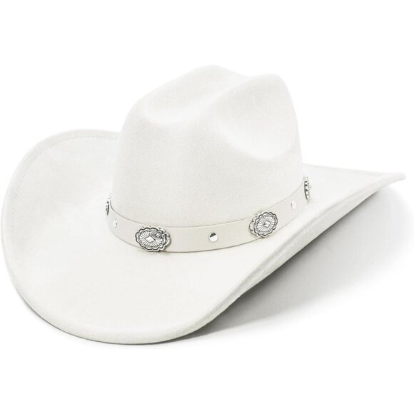 Women Ivory White Cowgirl Shape Able Wide Brim Felt Cattleman Western Hats main image 4